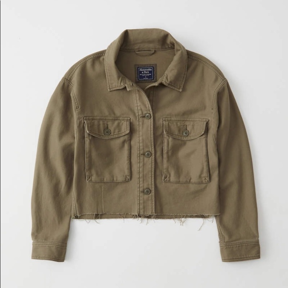 Abercrombie Oversized Cropped Twill Jacket